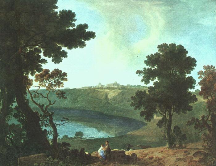 Richard  Wilson Lake Albano and Castel Gandolfo France oil painting art